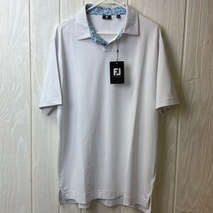 Foot joy men’s Large Golf Polo solid Pique Floral Trim